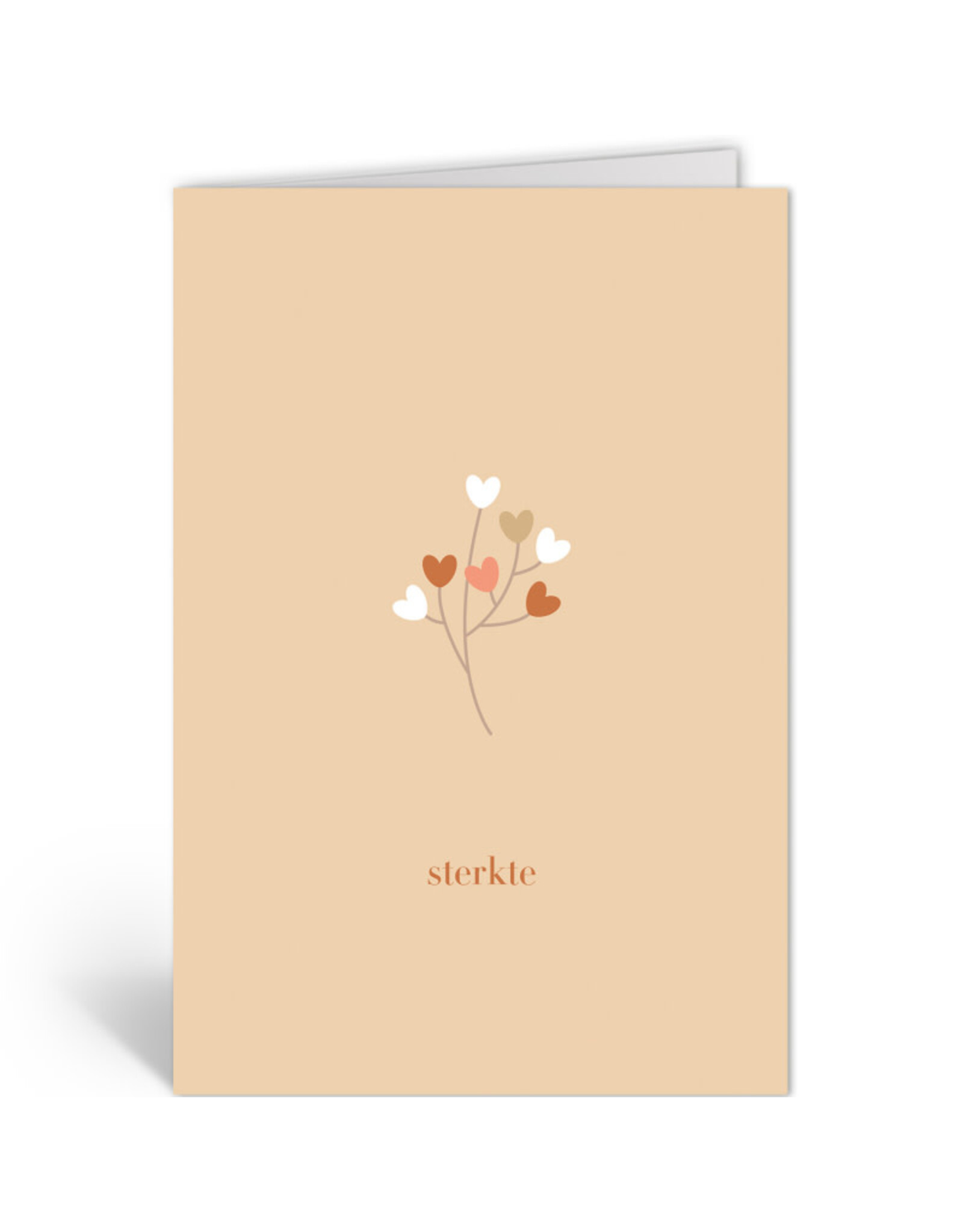 Deelneming Wenskaart - Takje met Hartjes - Dubbele kaart + Envelop