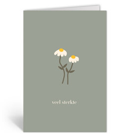 Deelneming Wenskaart - Margrietjes, Veel sterkte - Dubbele kaart + Envelop
