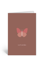 Deelneming Wenskaart - Vlinder, Veel sterkte - Dubbele kaart + Envelop