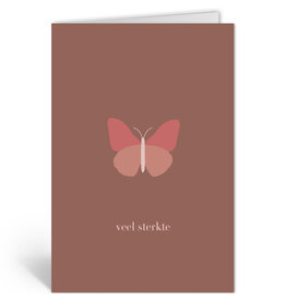 Deelneming Wenskaart - Vlinder, Veel sterkte - Dubbele kaart + Envelop