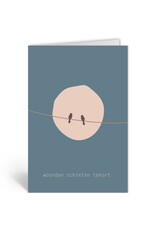 Deelneming Wenskaart - Vogels bij volle maan - Dubbele kaart + Envelop