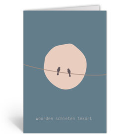Deelneming Wenskaart - Vogels bij volle maan - Dubbele kaart + Envelop
