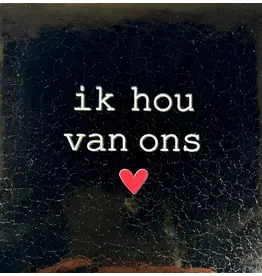 Yett Tegeltje - Ik hou van ons, Goud/Crème - 10x10