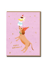 Carolyn Suzuki Goods Wenskaart - Party Dog - Dubbele kaart + Envelop