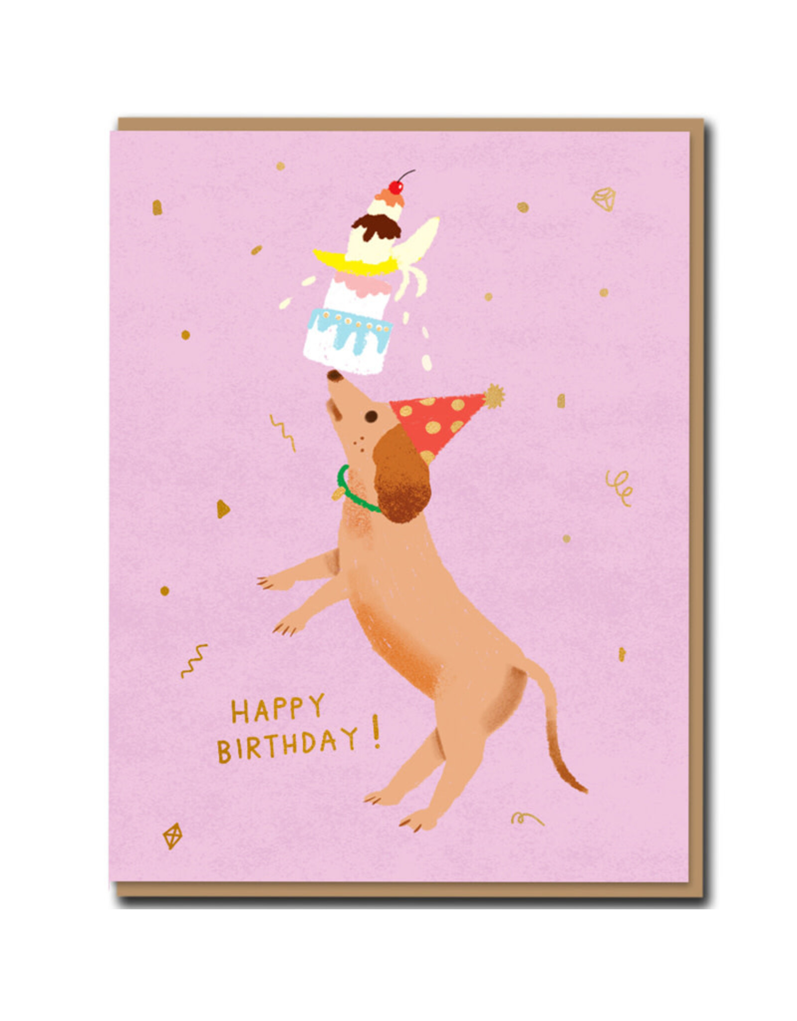 Carolyn Suzuki Goods Wenskaart - Party Dog - Dubbele kaart + Envelop