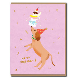 Carolyn Suzuki Goods Wenskaart - Party Dog - Dubbele kaart + Envelop