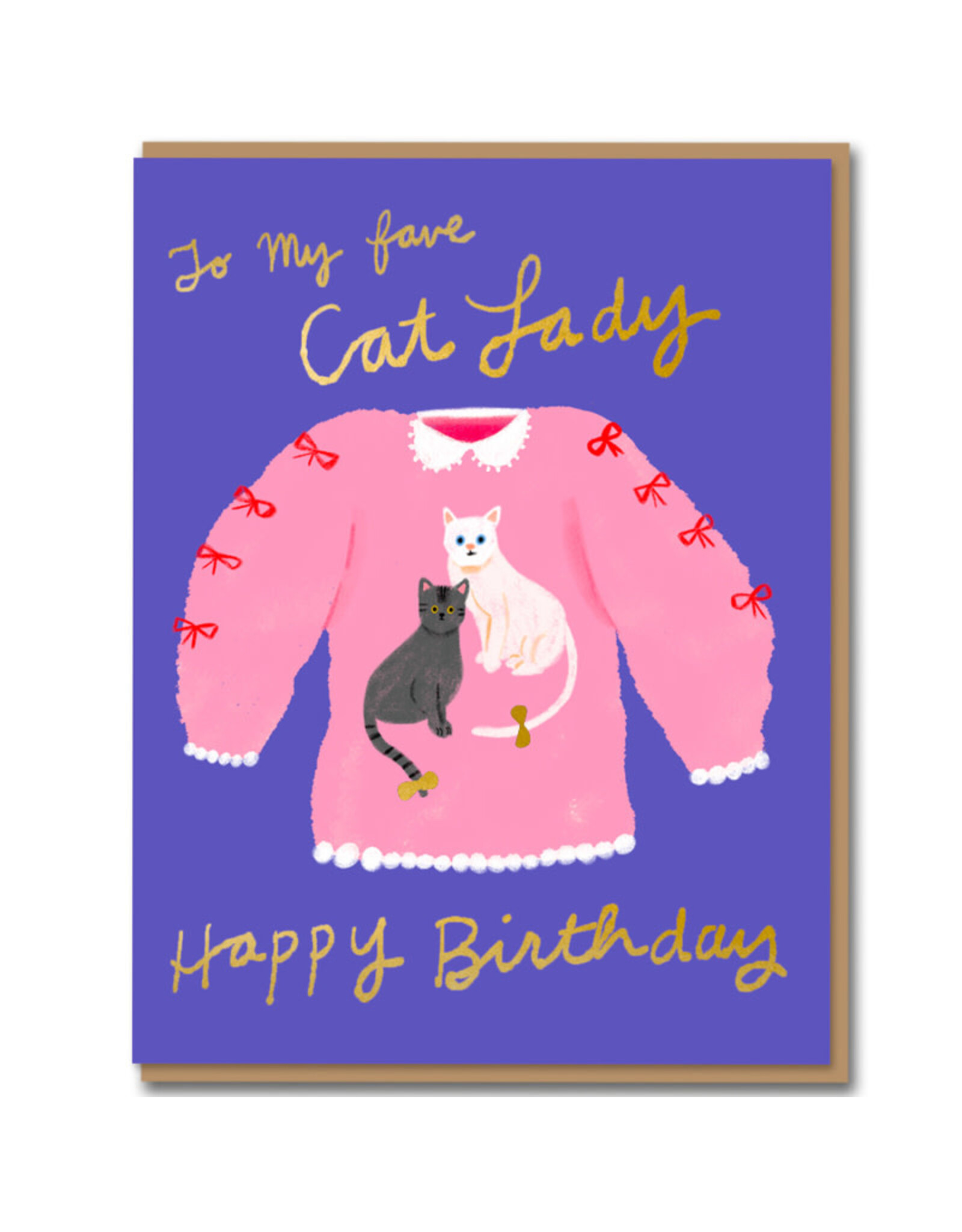 Carolyn Suzuki Goods Wenskaart - Cat lady - Dubbele kaart + Envelop