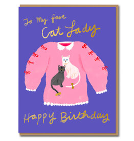 Carolyn Suzuki Goods Wenskaart - Cat lady - Dubbele kaart + Envelop