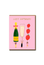 Carolyn Suzuki Goods Wenskaart - Champange Wishes - Dubbele kaart + Envelop