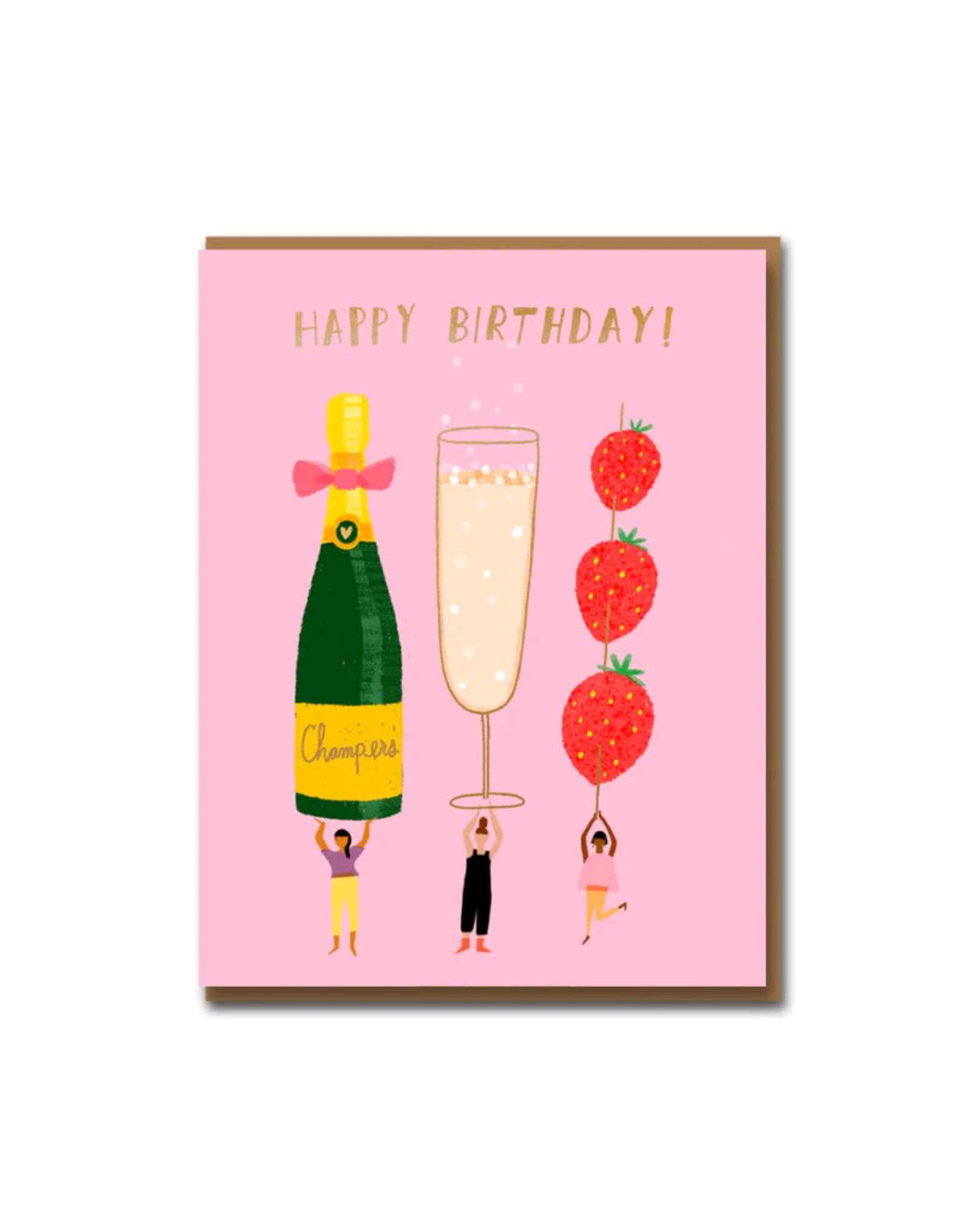 Carolyn Suzuki Goods Wenskaart - Champange Wishes - Dubbele kaart + Envelop