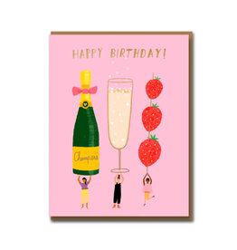 Carolyn Suzuki Goods Wenskaart - Champange Wishes - Dubbele kaart + Envelop