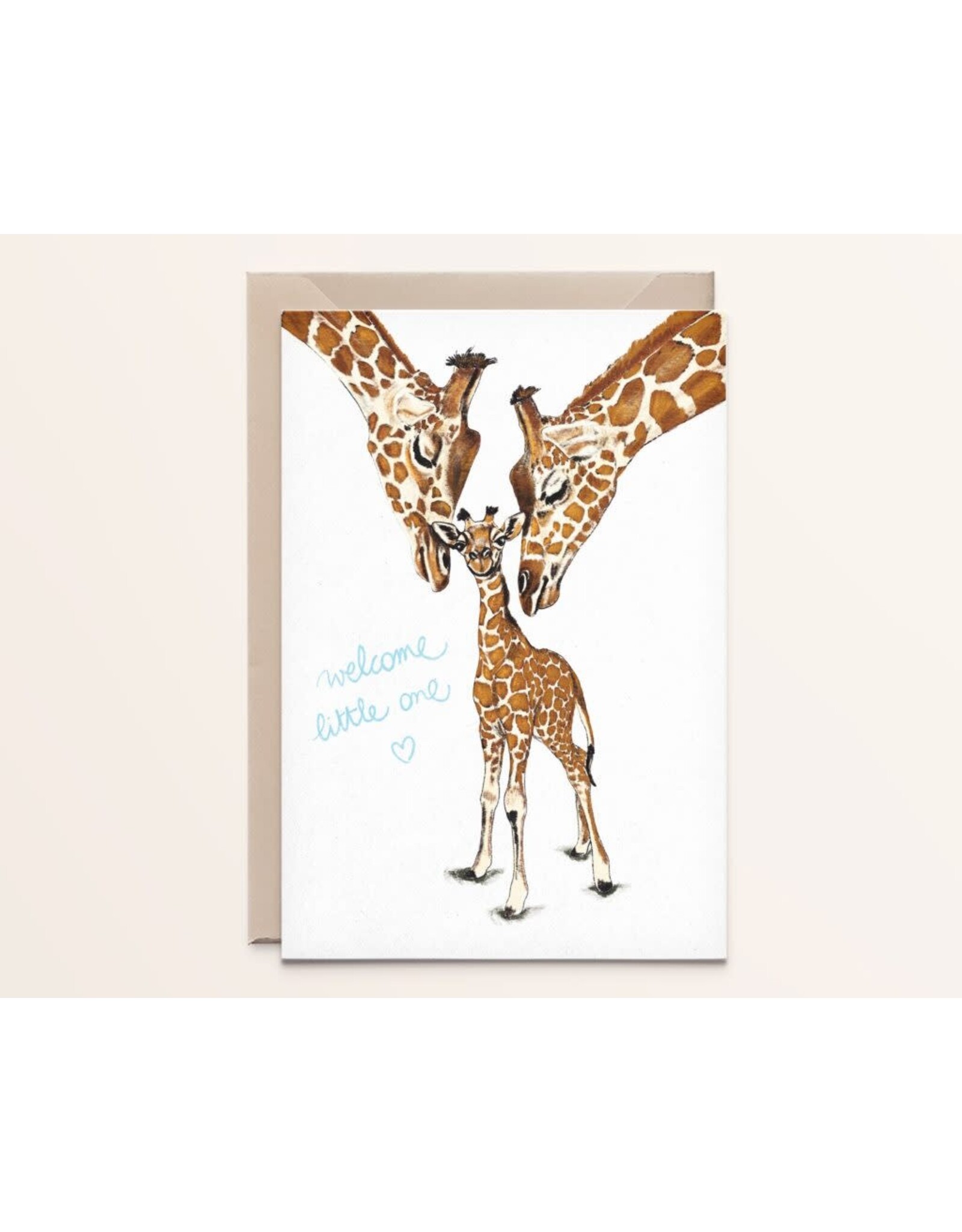 Kathings Wenskaart - Giraffe Family - Dubbele kaart + Envelope