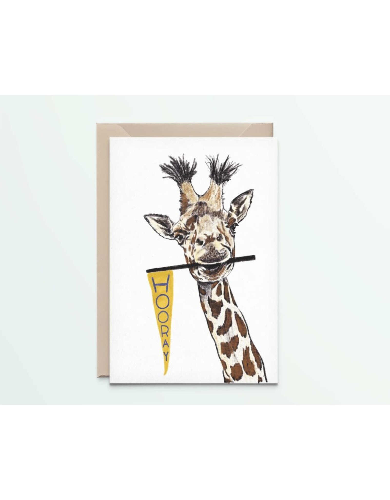 Kathings Wenskaart - Giraffe Hooray - Dubbele kaart + Envelope