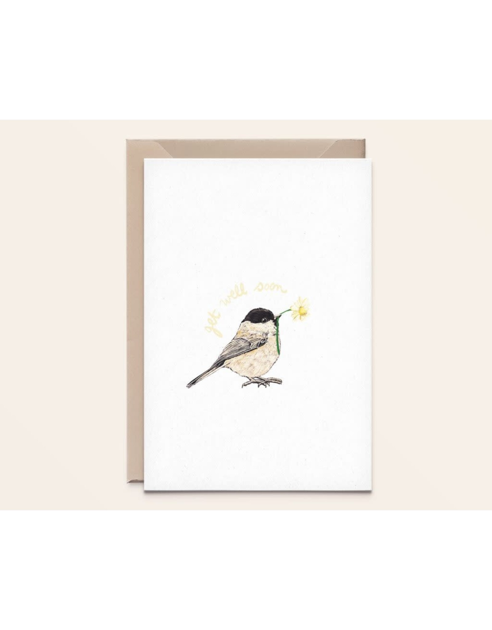 Kathings Wenskaart - Glanskop, Get well soon - Dubbele kaart + Envelop