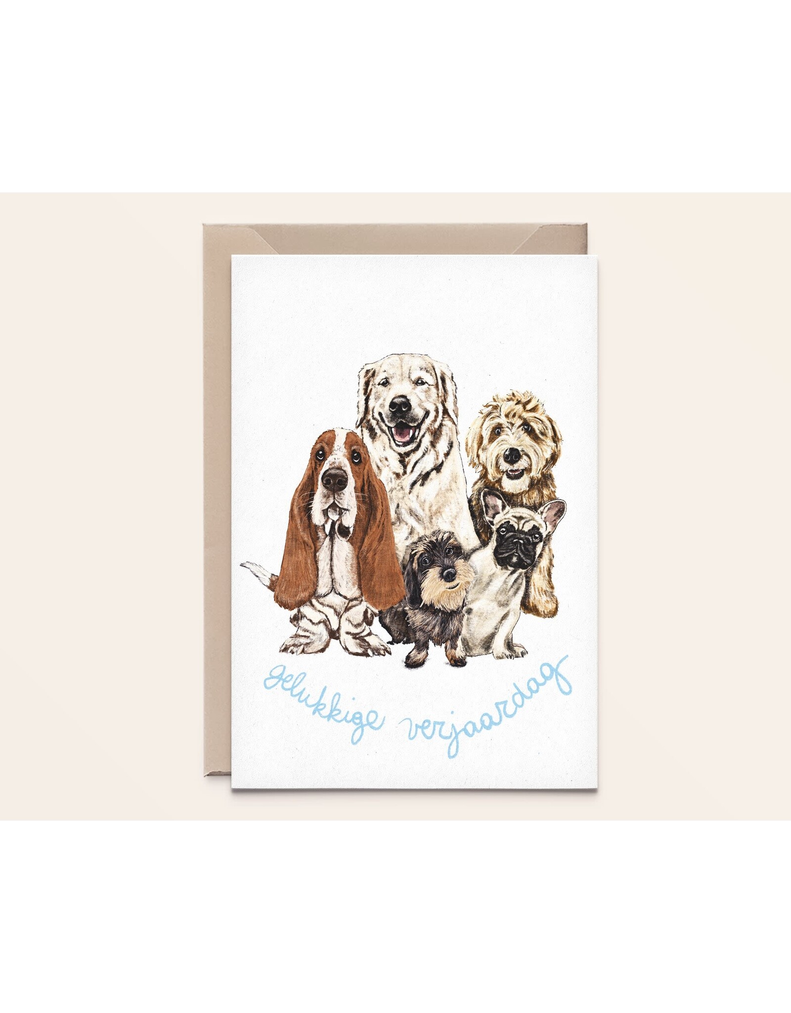 Kathings Wenskaart - Honden huddle - Dubbele kaart + Envelop