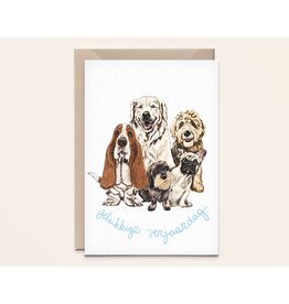 Kathings Wenskaart - Honden huddle - Dubbele kaart + Envelop