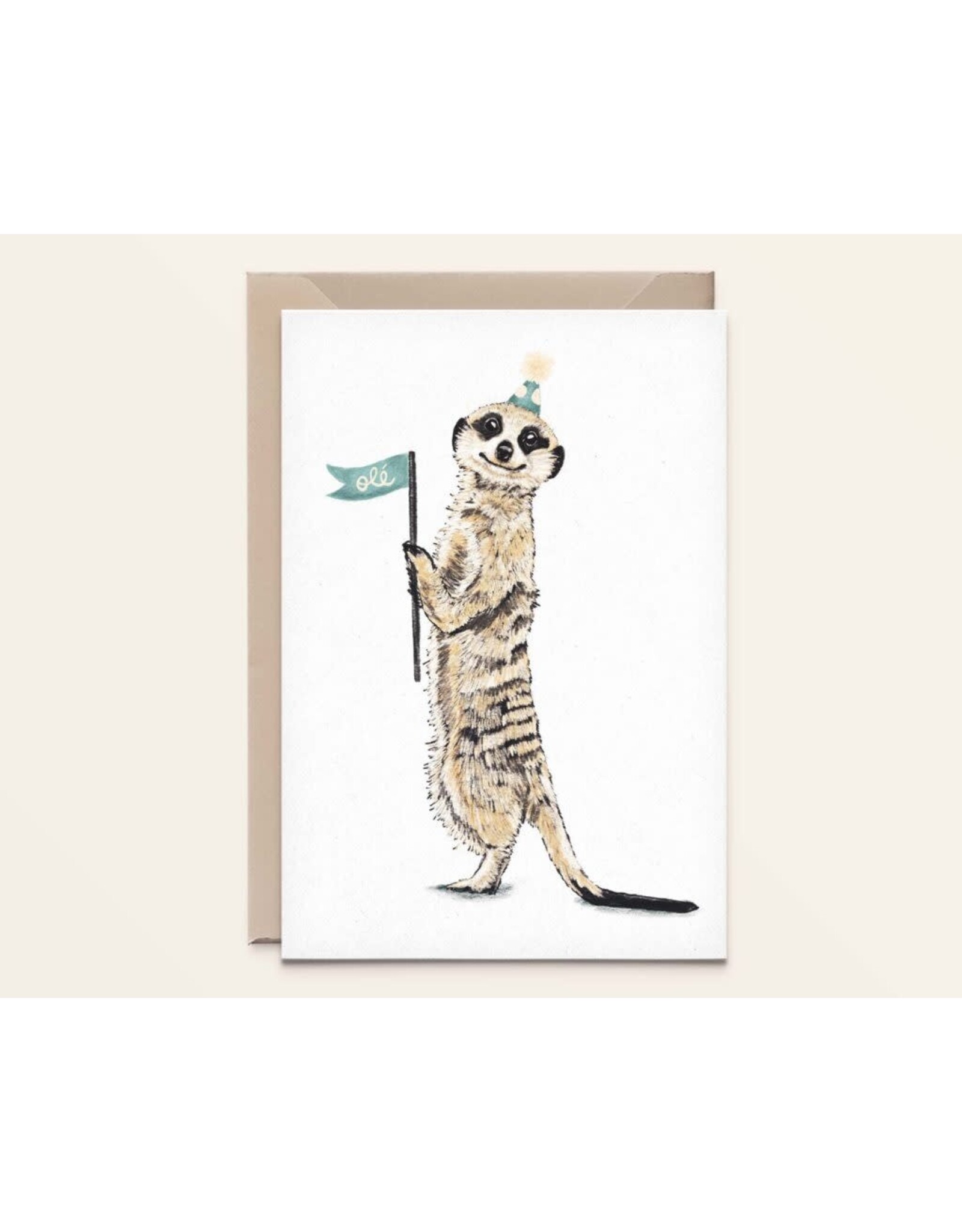Kathings Wenskaart - Meerkat Olé - Dubbele kaart + Envelop