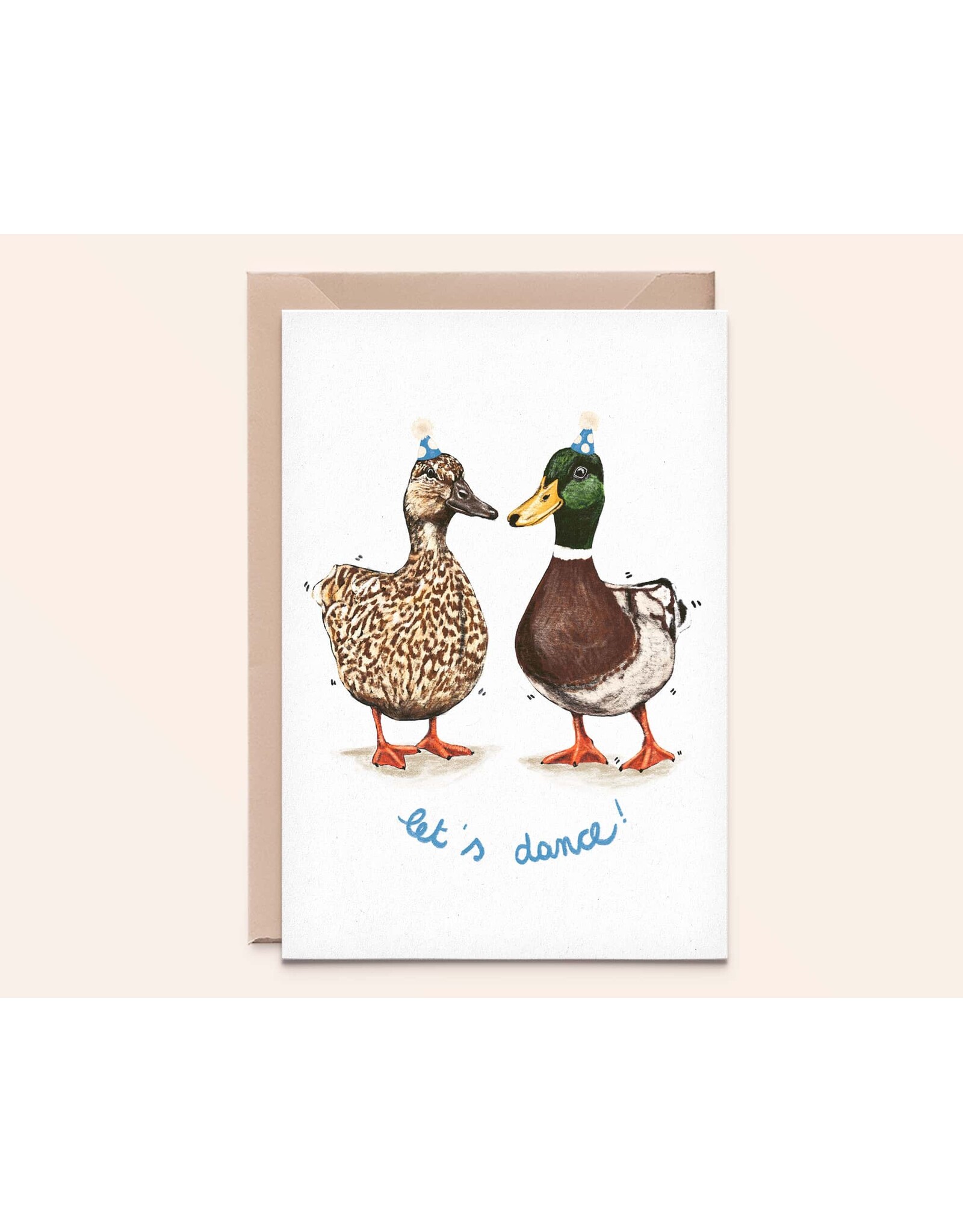 Kathings Wenskaart - Ducks, Let's dance - Dubbele kaart + Envelope