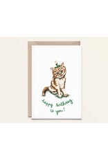Kathings Wenskaart - Cat, Happy Birthday - Dubbele kaart + Envelop