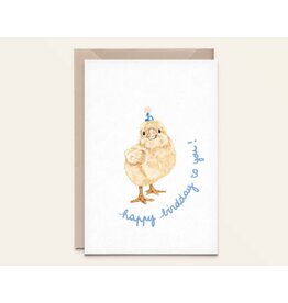 Kathings Wenskaart - Little Chick, Happy birdday - Dubbele kaart + Envelop