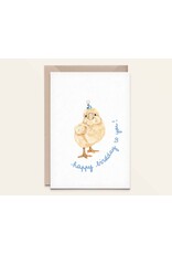Kathings Wenskaart - Little Chick, Happy birdday - Dubbele kaart + Envelop