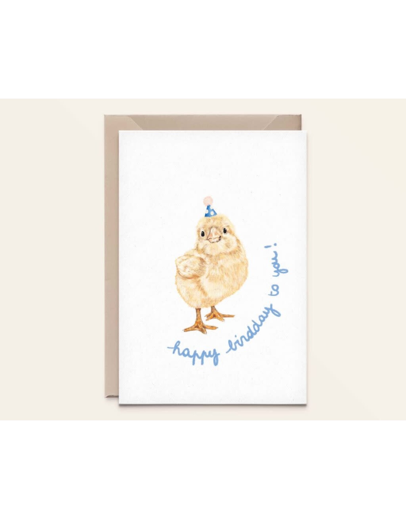 Kathings Wenskaart - Little Chick, Happy birdday - Dubbele kaart + Envelop