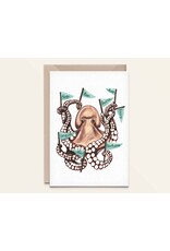 Kathings Wenskaart - Octopus Birthday - Dubbele kaart + Envelop