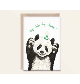 Kathings Wenskaart - Panda Hoera - Dubbele kaart + Envelop