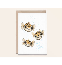 Kathings Wenskaart - Kogelvisjes, blowfish party - Dubbele kaart + Envelop