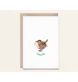 Kathings Wenskaart - Winterkoninkje bedankt - Dubbele kaart + Envelop