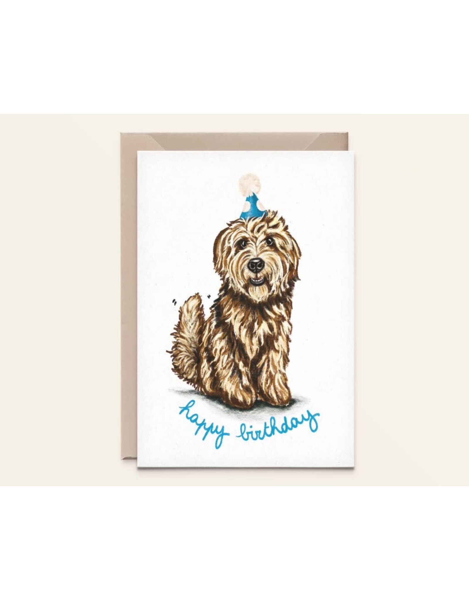 Kathings Wenskaart - Labradoodle - Dubbele kaart + Envelop