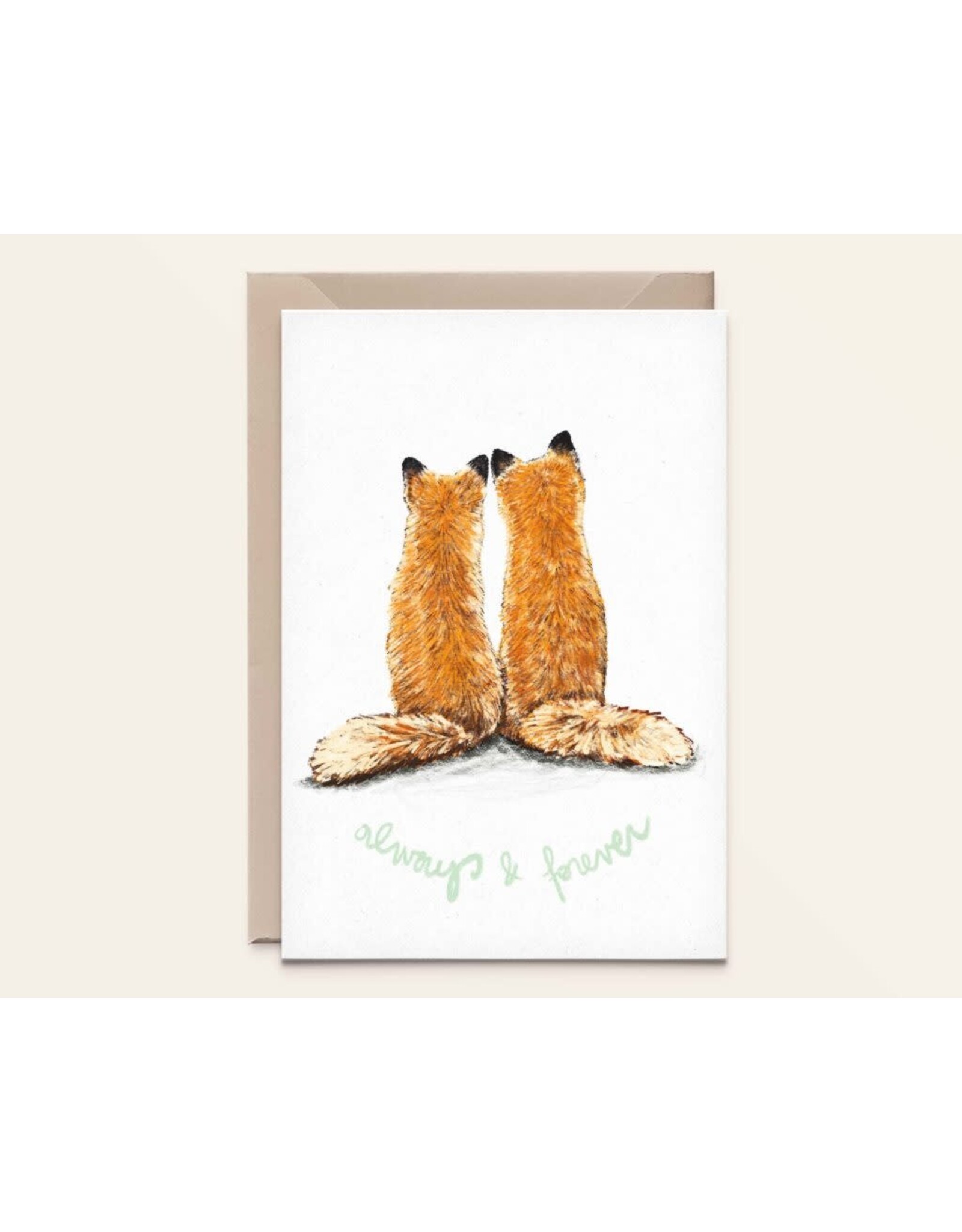 Kathings Wenskaart - Foxes, Always&Forever - Dubbele kaart + Envelop