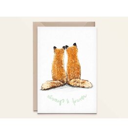 Kathings Wenskaart - Foxes, Always&Forever - Dubbele kaart + Envelop