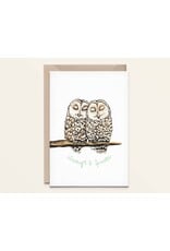 Kathings Wenskaart - Owls, Always & Forever - Dubbele kaart + Envelop