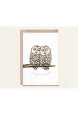 Kathings Wenskaart - Owls, Always & Forever - Dubbele kaart + Envelop