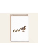 Kathings Wenskaart - Duck with little ones - Dubbele kaart + Envelop