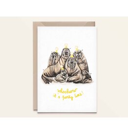 Kathings Wenskaart - Walrussen, Party time! - Dubbele kaart + Envelop