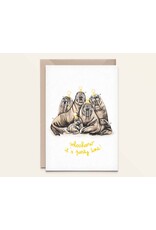 Kathings Wenskaart - Walrussen, Party time! - Dubbele kaart + Envelop