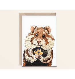 Kathings Wenskaart - Hamster cupcake - Dubbele kaart + Envelop