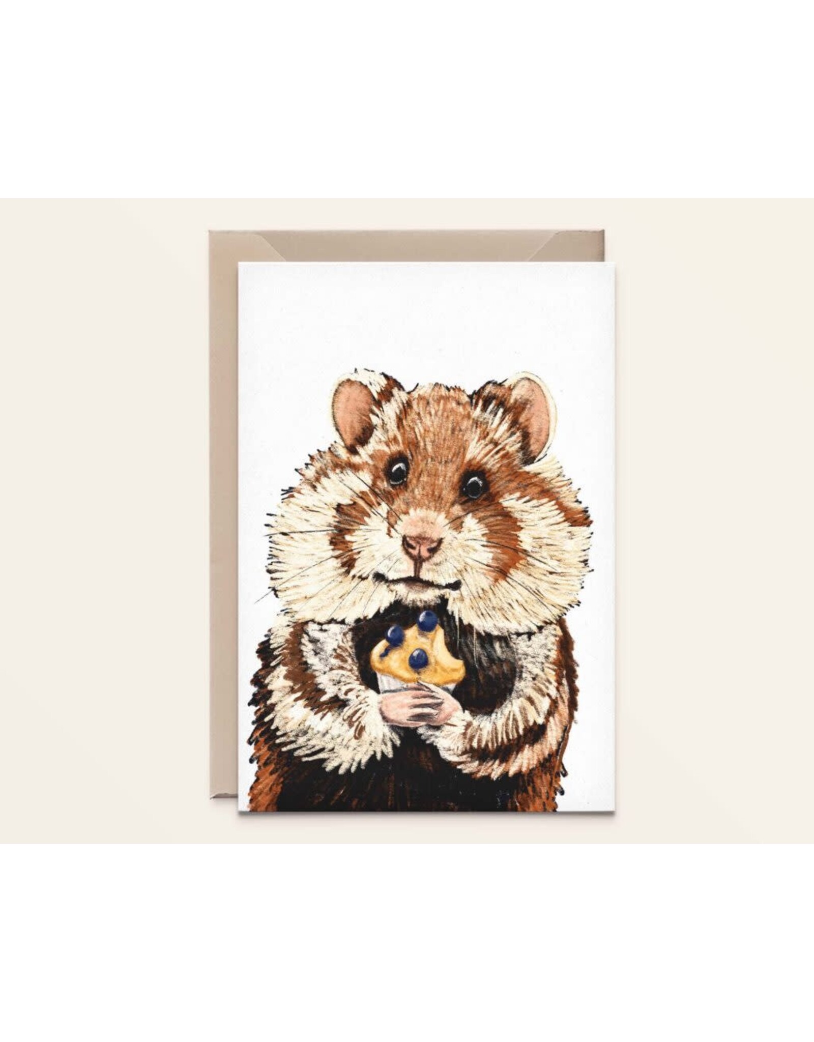 Kathings Wenskaart - Hamster cupcake - Dubbele kaart + Envelop