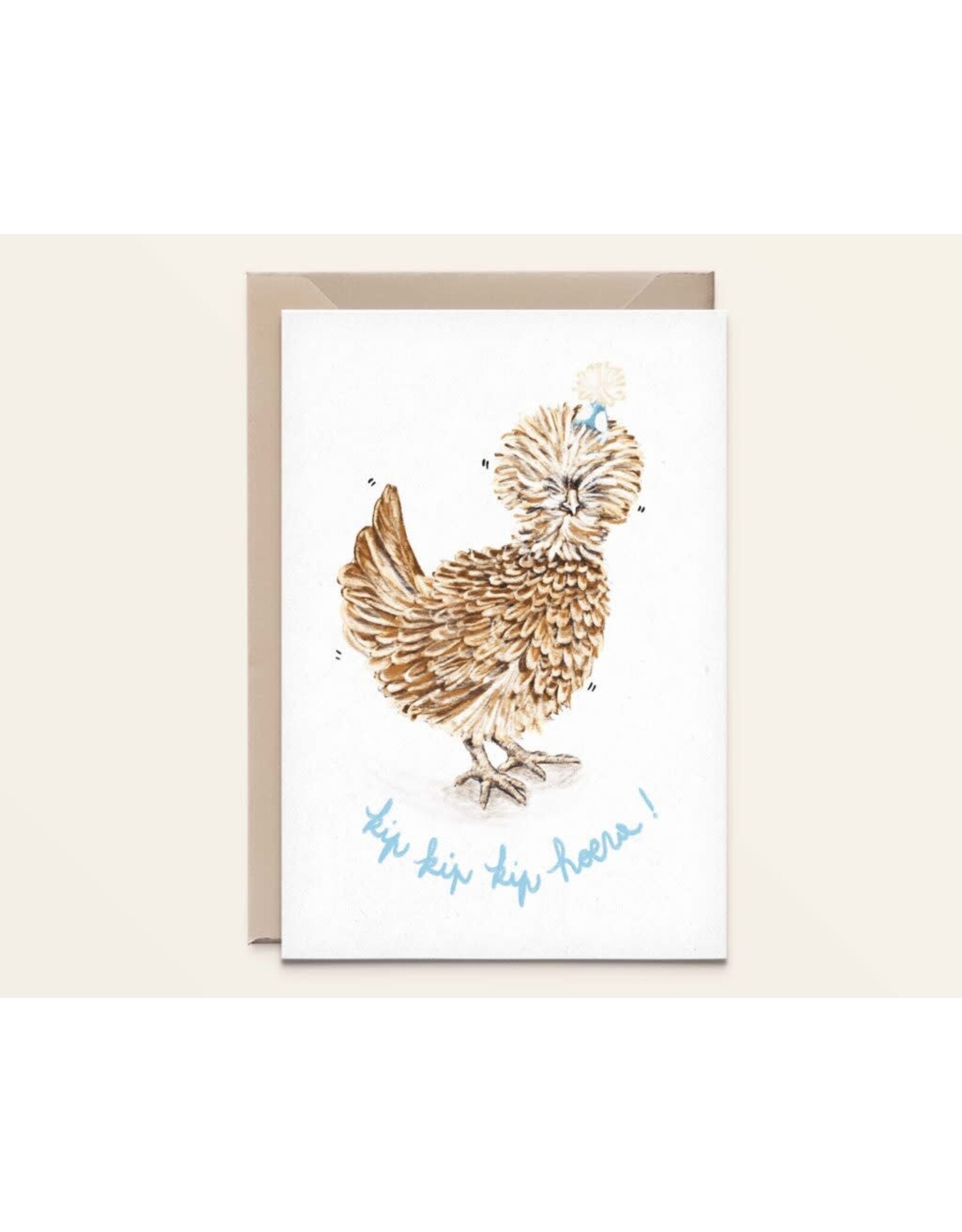 Kathings Wenskaart - Padua kip, hip hip hip! - Dubbele kaart + Envelop