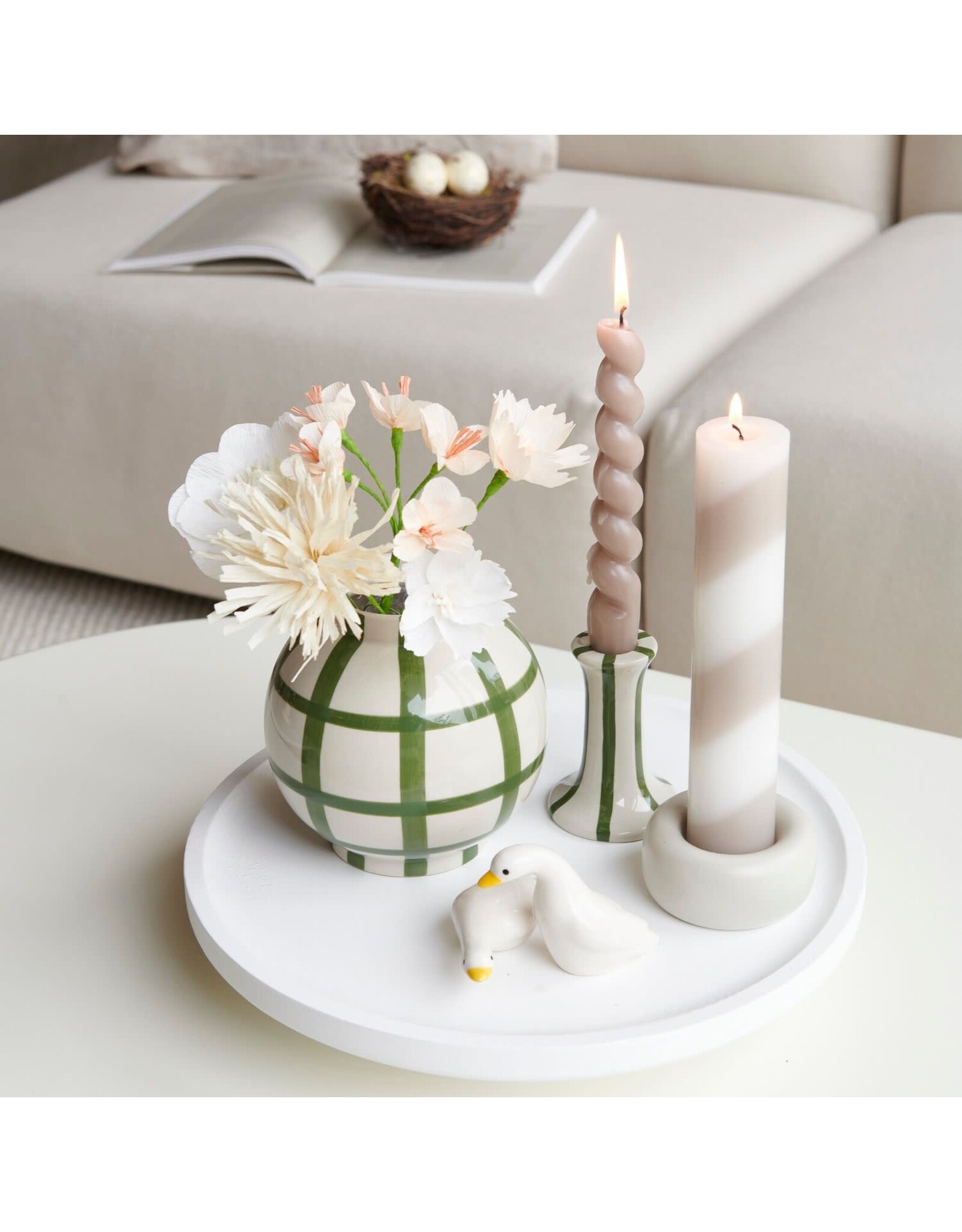 Rico Design Mini liggende Gans, Wit -  2,8x3,8x9,7cm