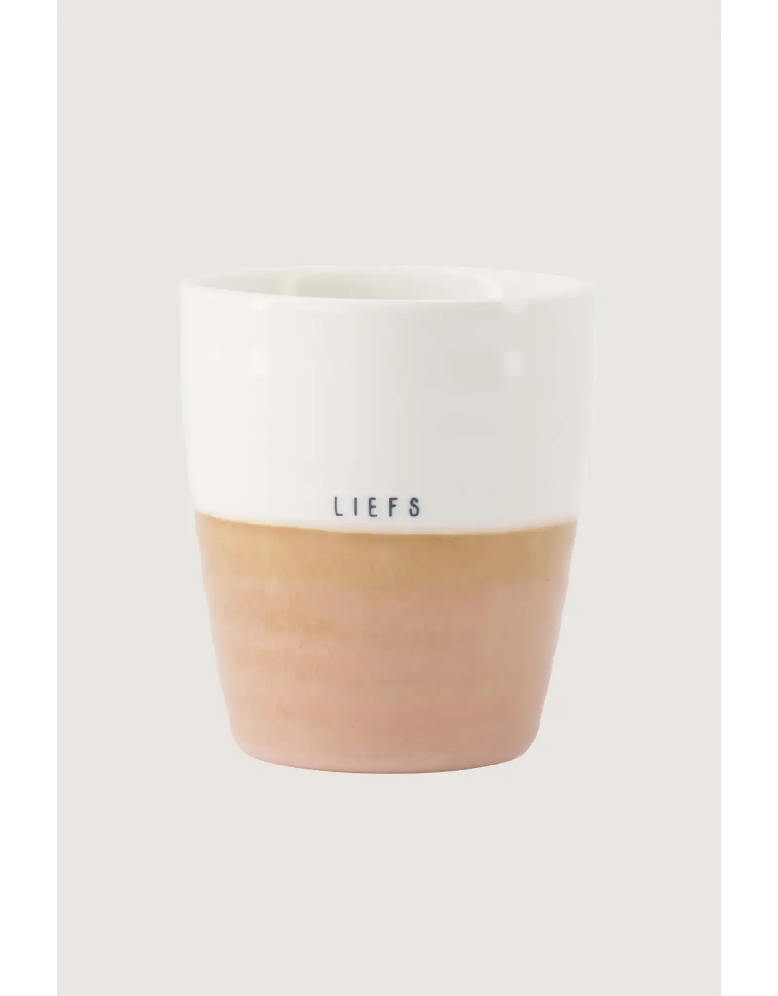 Zusss Koffiemok - Liefs, Wit/Roze - Ø7,5x8,5cm