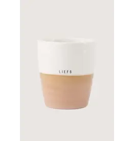 Zusss Koffiemok - Liefs, Wit/Roze - Ø7,5x8,5cm