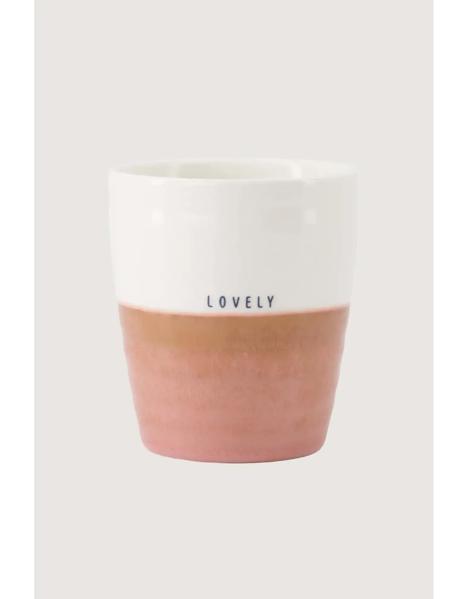 Zusss Koffiemok - Lovely, Wit/Donkerroze - Ø7,5x8,5cm