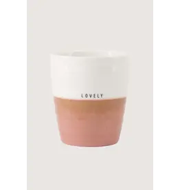 Zusss Koffiemok - Lovely, Wit/Donkerroze - Ø7,5x8,5cm