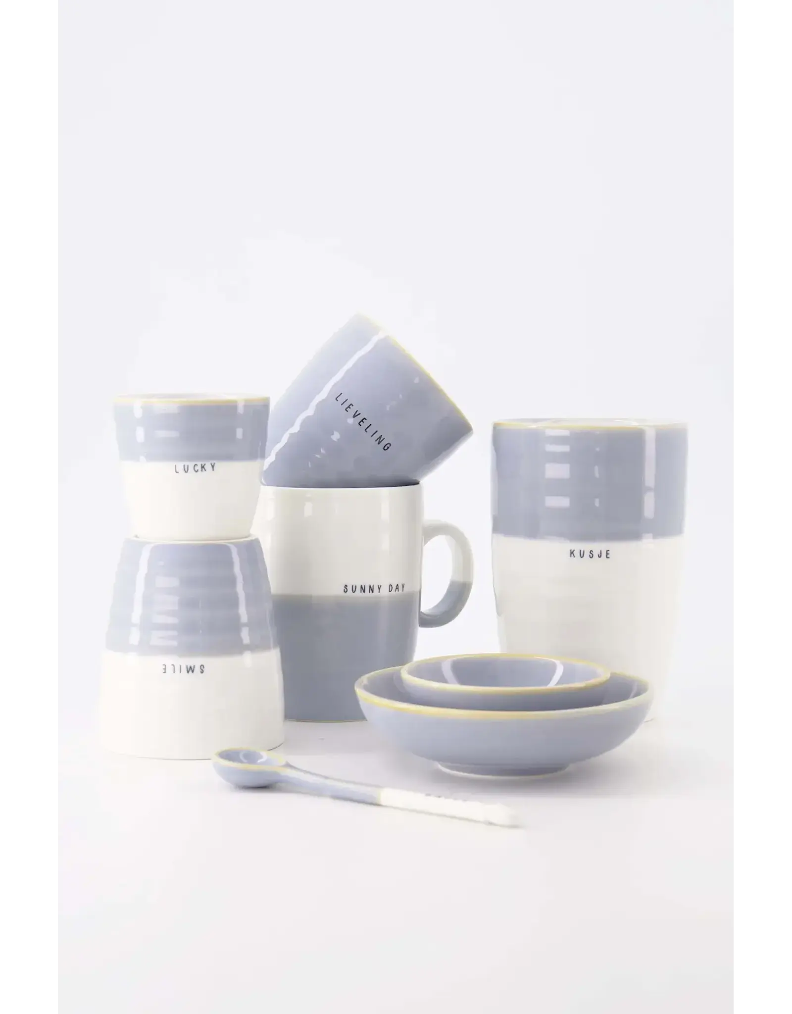 Zusss Koffiemok - Smile, Blauw - Ø7,5x8,5cm