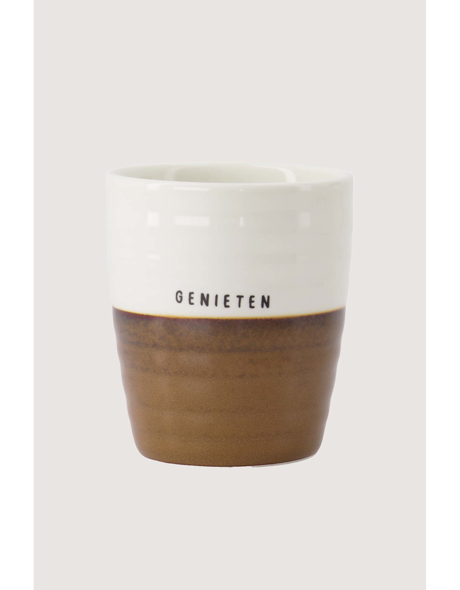 Zusss Koffiemok - Genieten, Bruin - Ø7,5x8,5cm