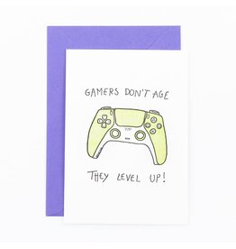 Studio Flash Wenskaart - Gamers don't age, they level up - Letterpress kaart + Envelop