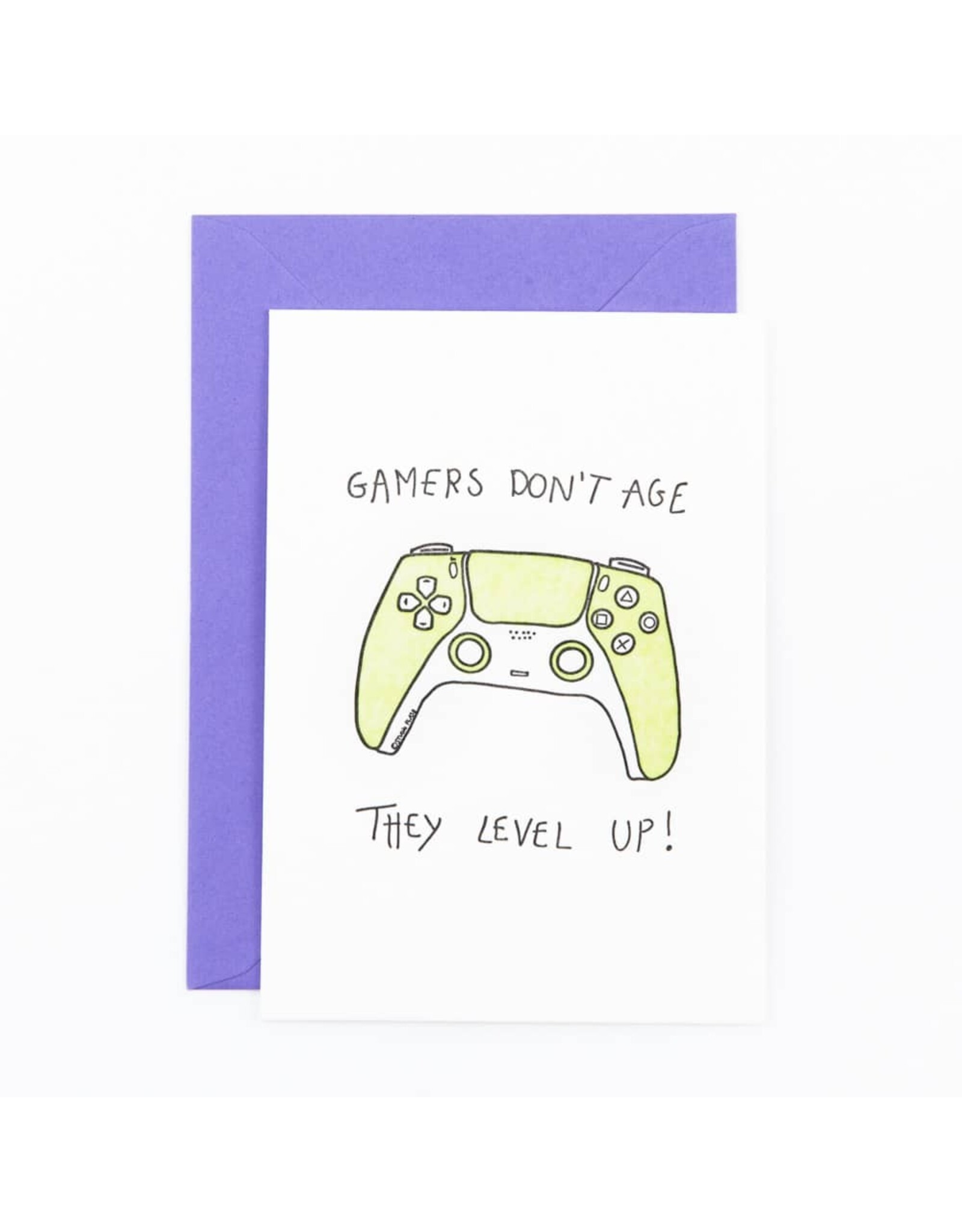 Studio Flash Wenskaart - Gamers don't age, they level up - Letterpress kaart + Envelop